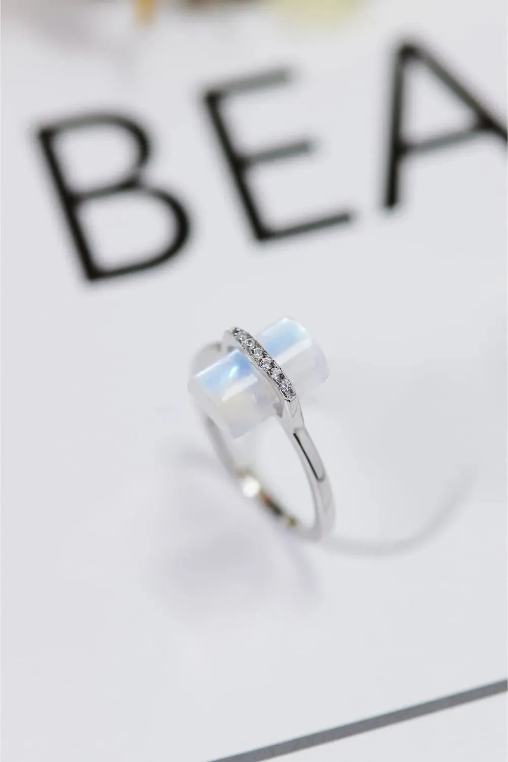 Natural Moonstone Platinum-Plated Ring Moonstone - Tophatter Daily Deals
